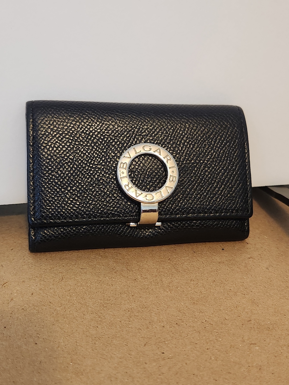 Bulgari Black Leather 6-Key Card Case Wallet